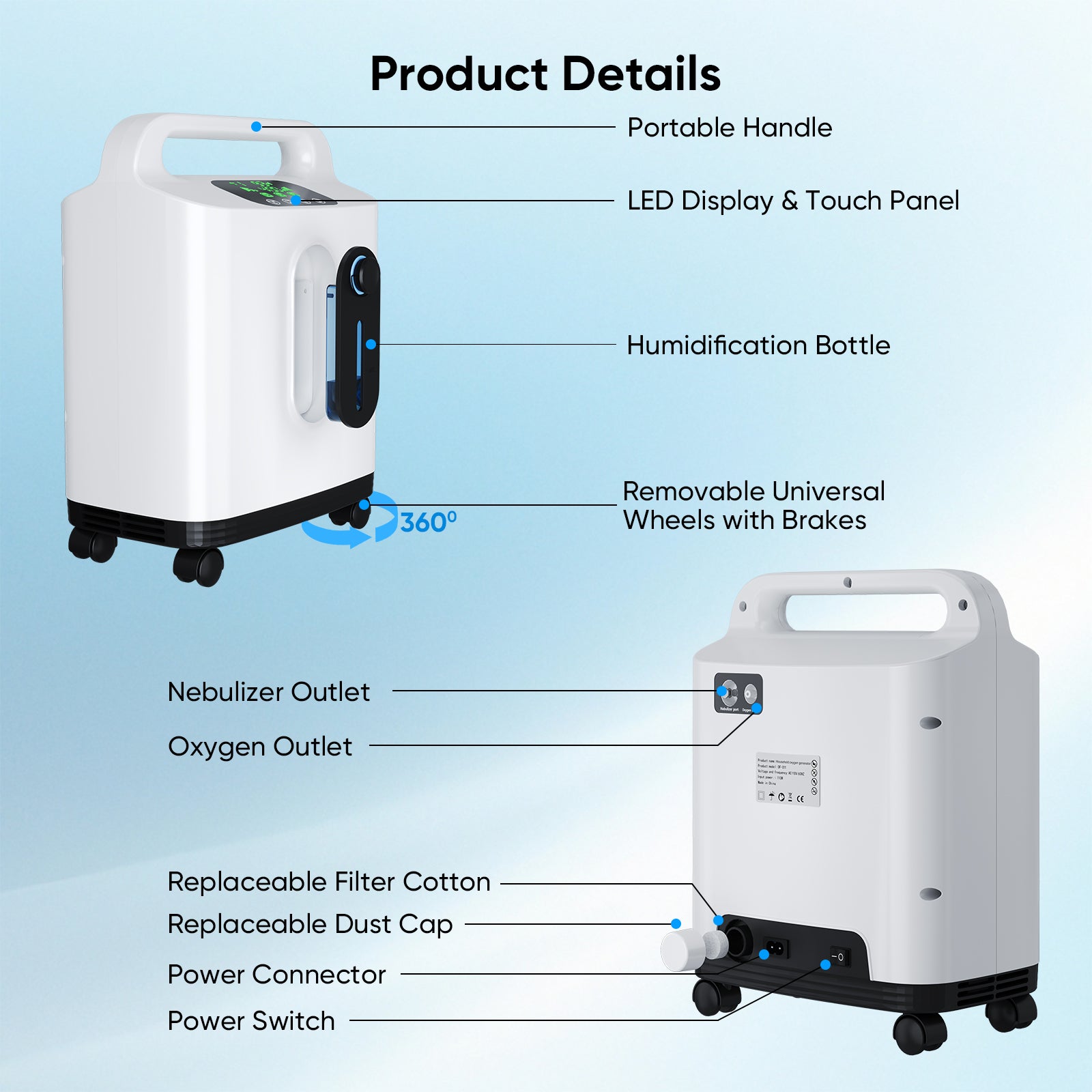 VARON  1-8L/Min Home Oxygen Concentrator DF-011