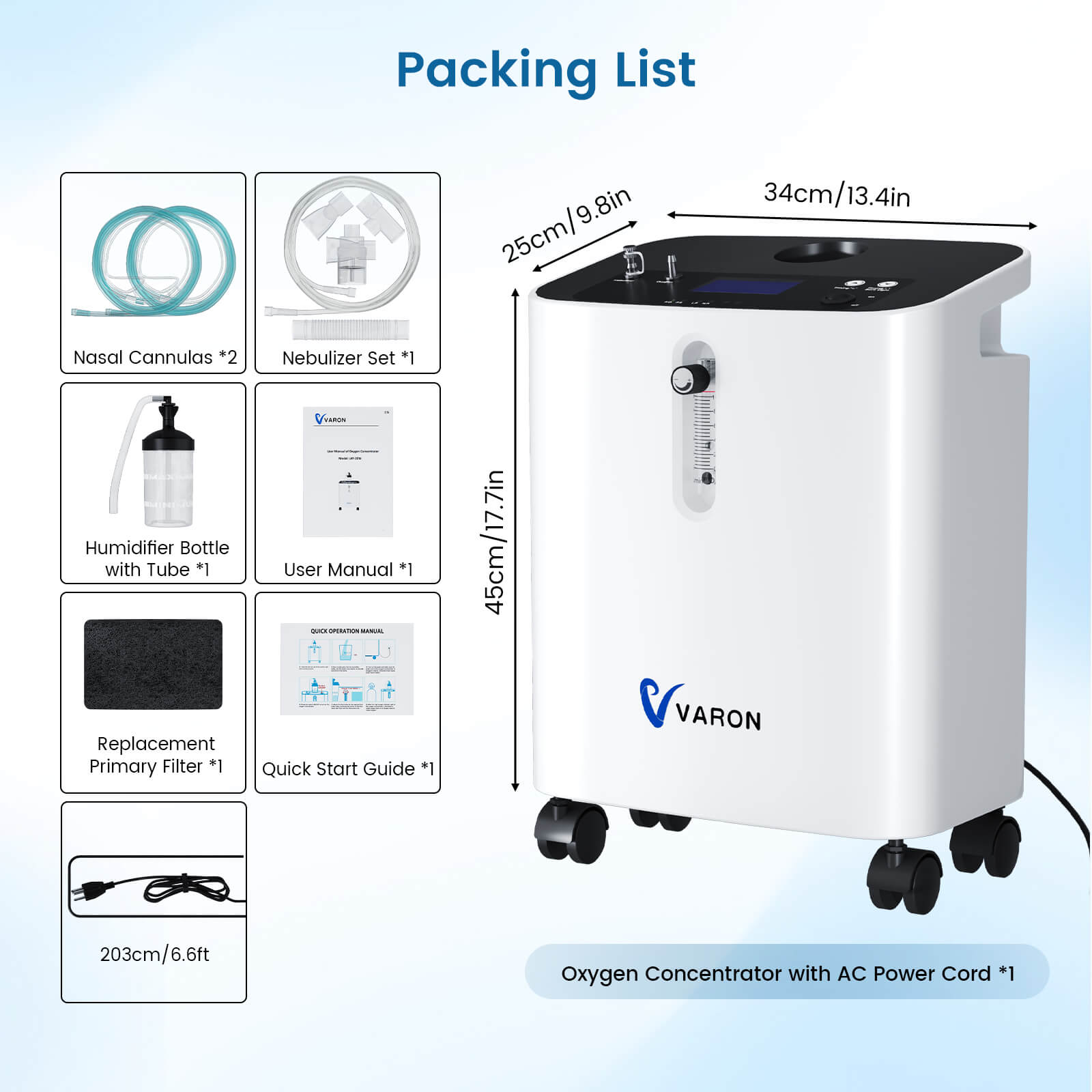 VARON  1-10L/Min Home Oxygen Concentrator VH-3 PRO