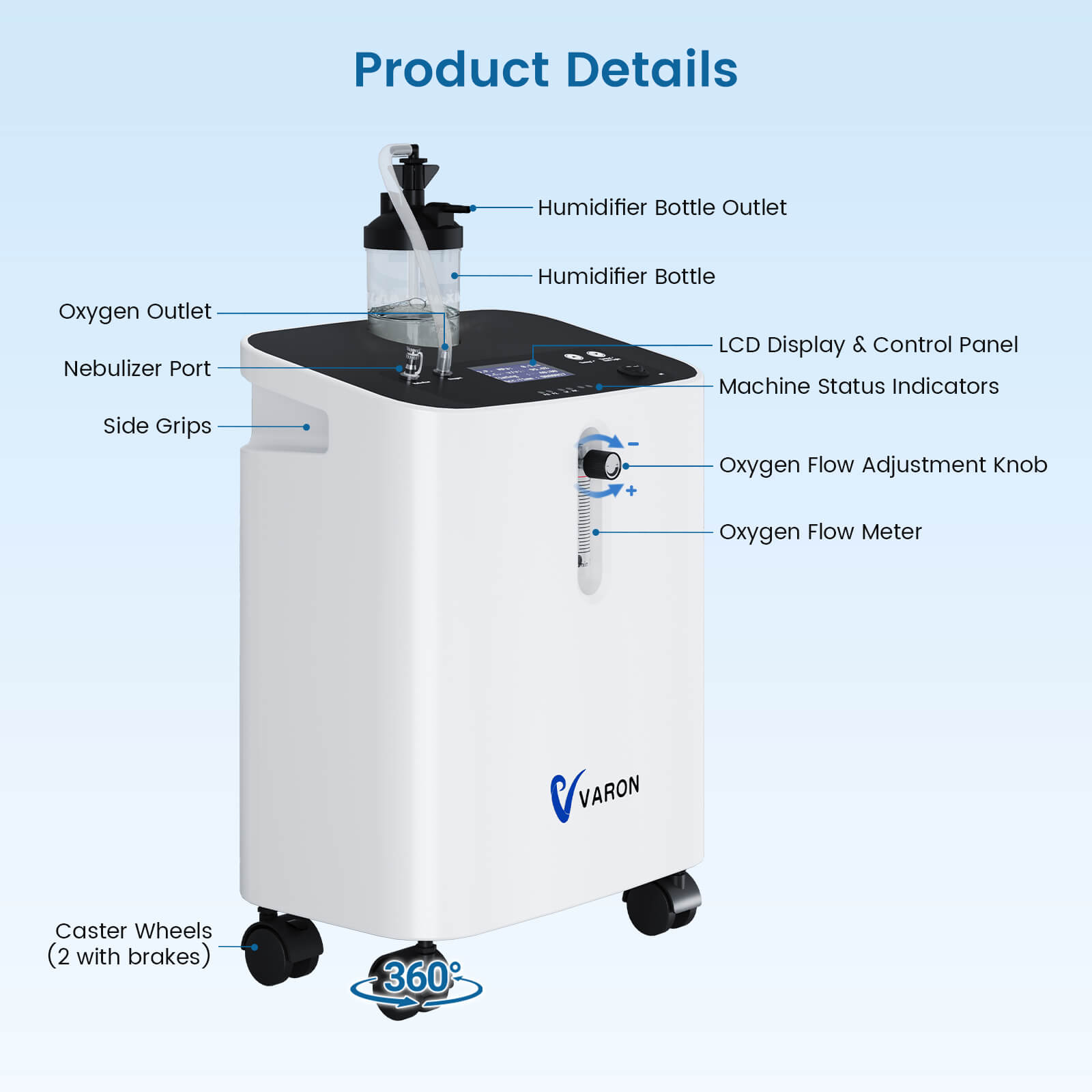 VARON  1-10L/Min Home Oxygen Concentrator VH-3 PRO