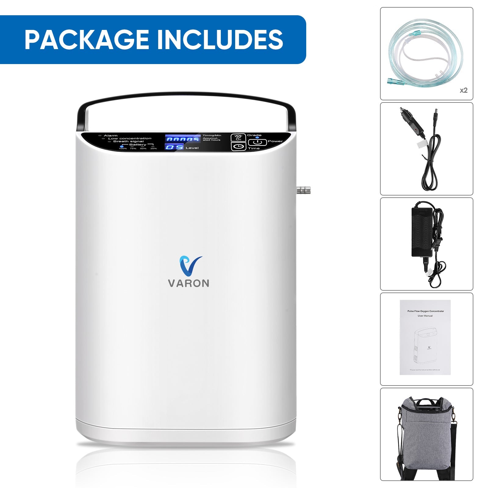 VARON VP-1 | Pulse Flow Portable Oxygen Concentrator (1-5 settings)