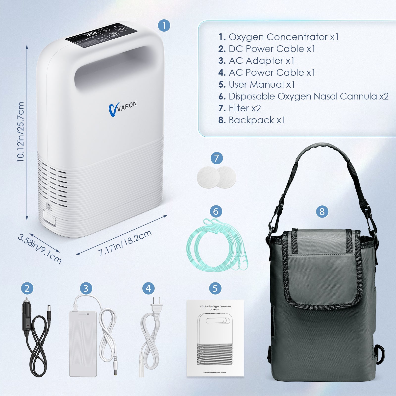 VARON 5L Pulse Flow Portable Oxygen Concentrator VP-2
