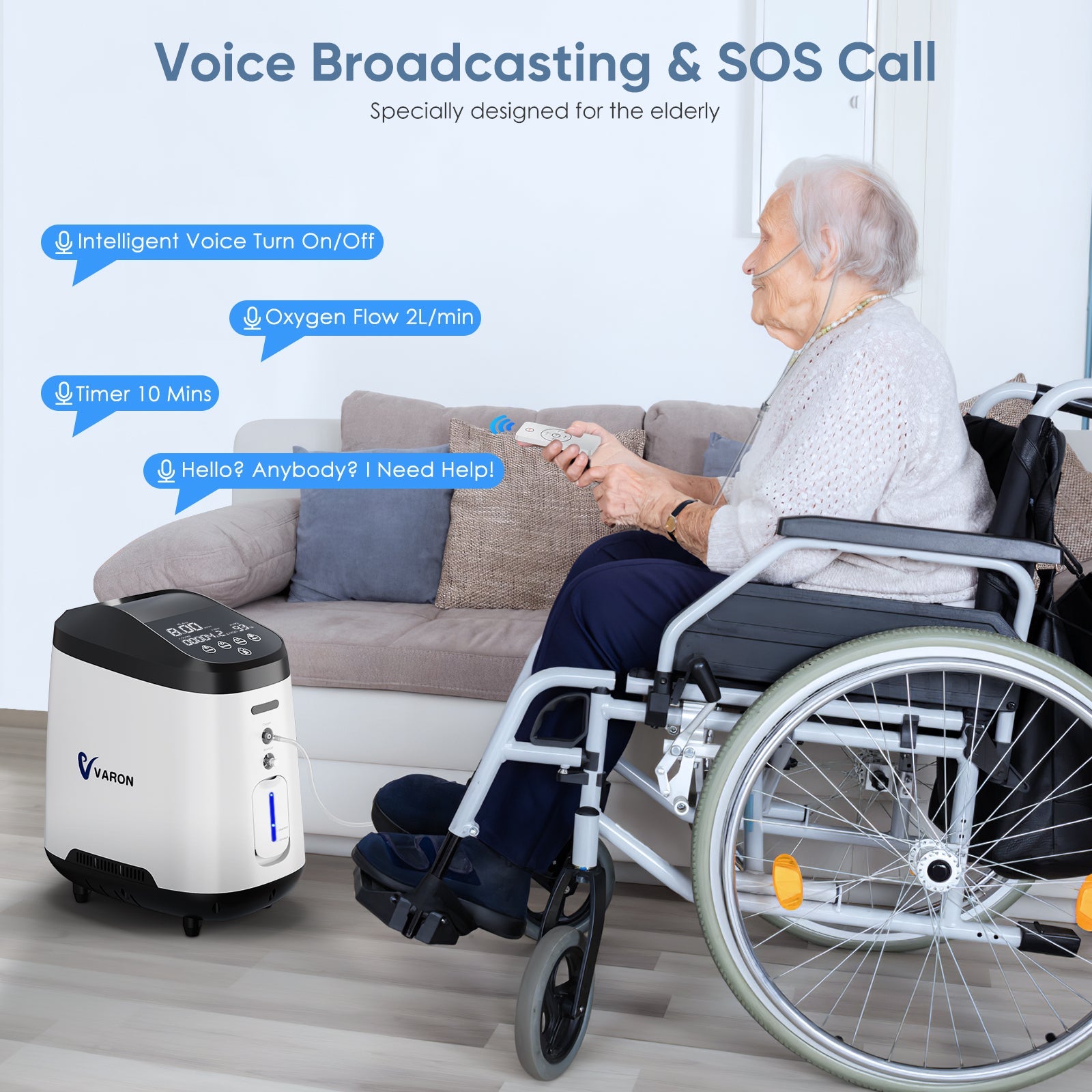 VARON VH-2 Pro | Continuous Flow Home Oxygen Concentrator (1-8 settings)