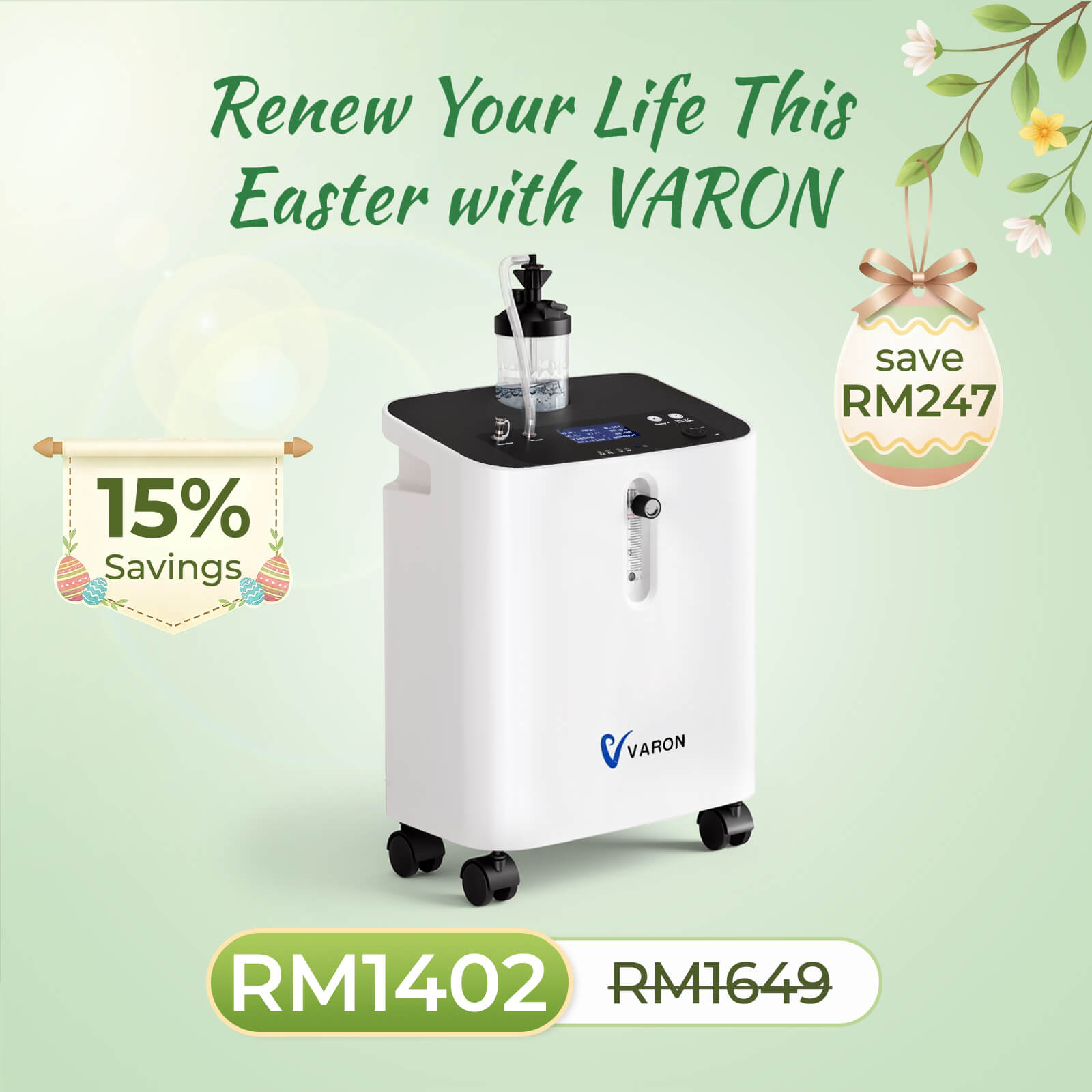 VARON  1-10L/Min Home Oxygen Concentrator Serene 3