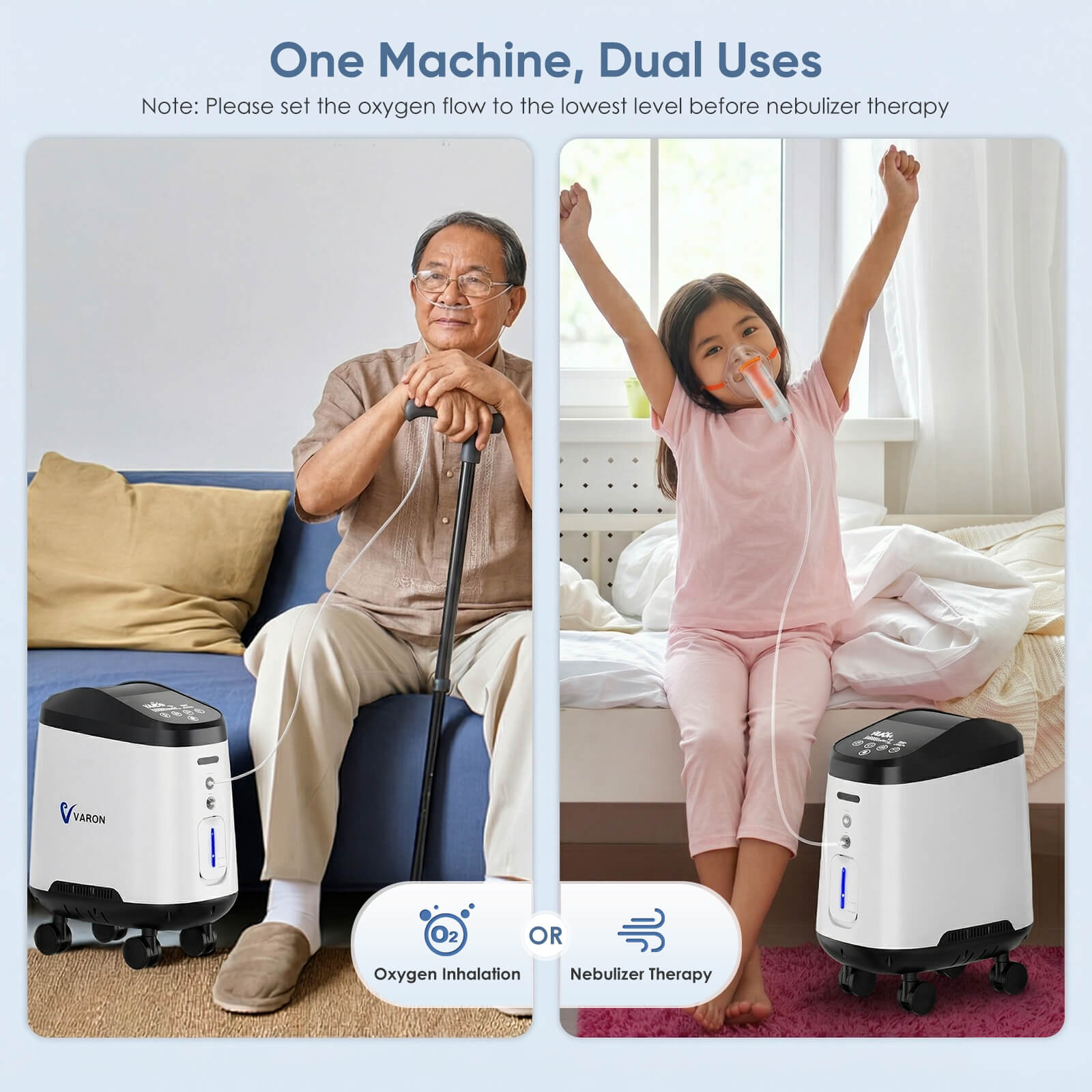 VARON VH-2 Pro | Continuous Flow Home Oxygen Concentrator (1-8 settings)