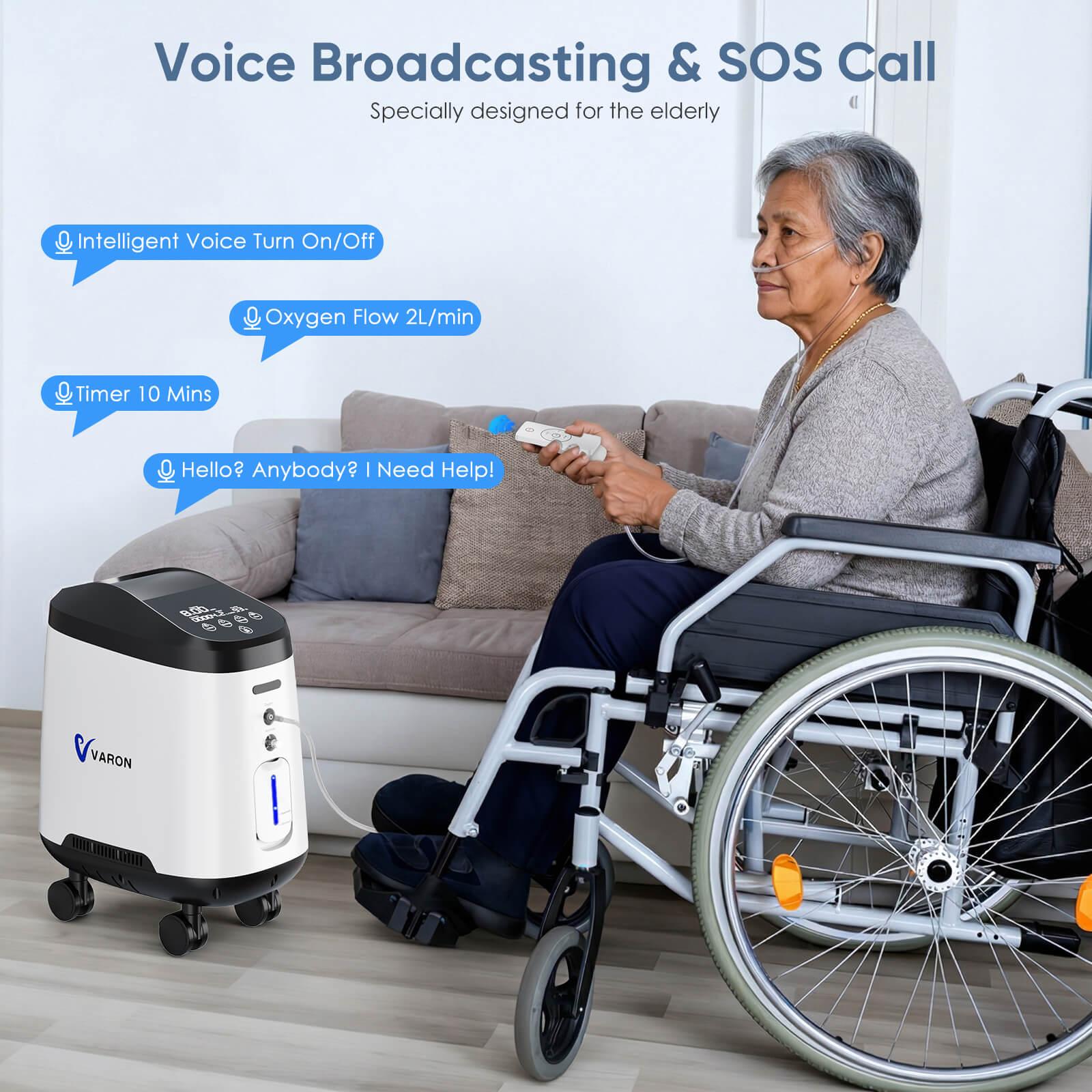 VARON VH-2 Pro | Continuous Flow Home Oxygen Concentrator (1-8 settings)