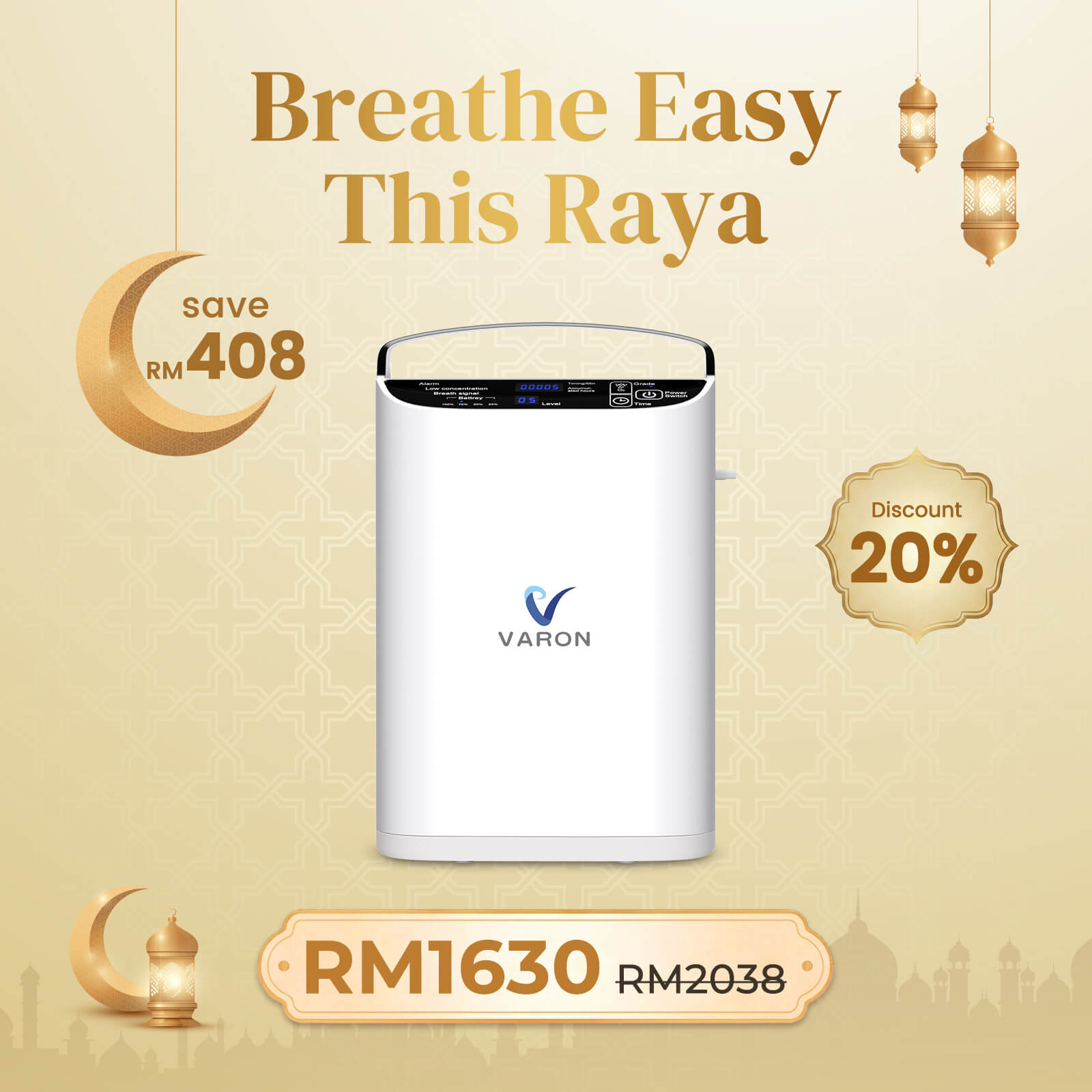 VARON VP-1 | Pulse Flow Portable Oxygen Concentrator (1-5 settings)