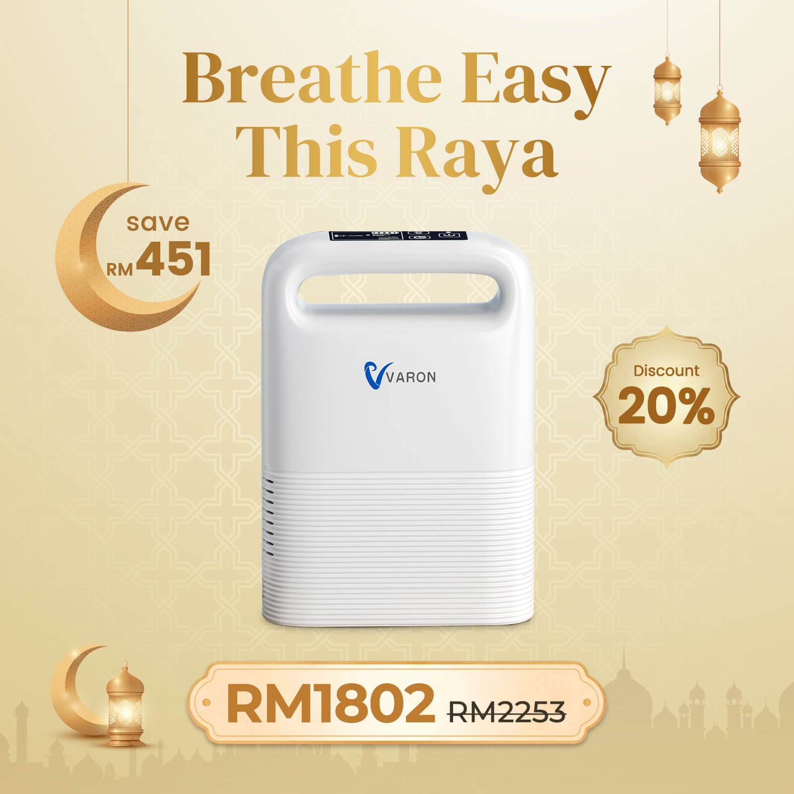 VARON VP-2 | Pulse Flow Portable Oxygen Concentrator (1-5 settings)