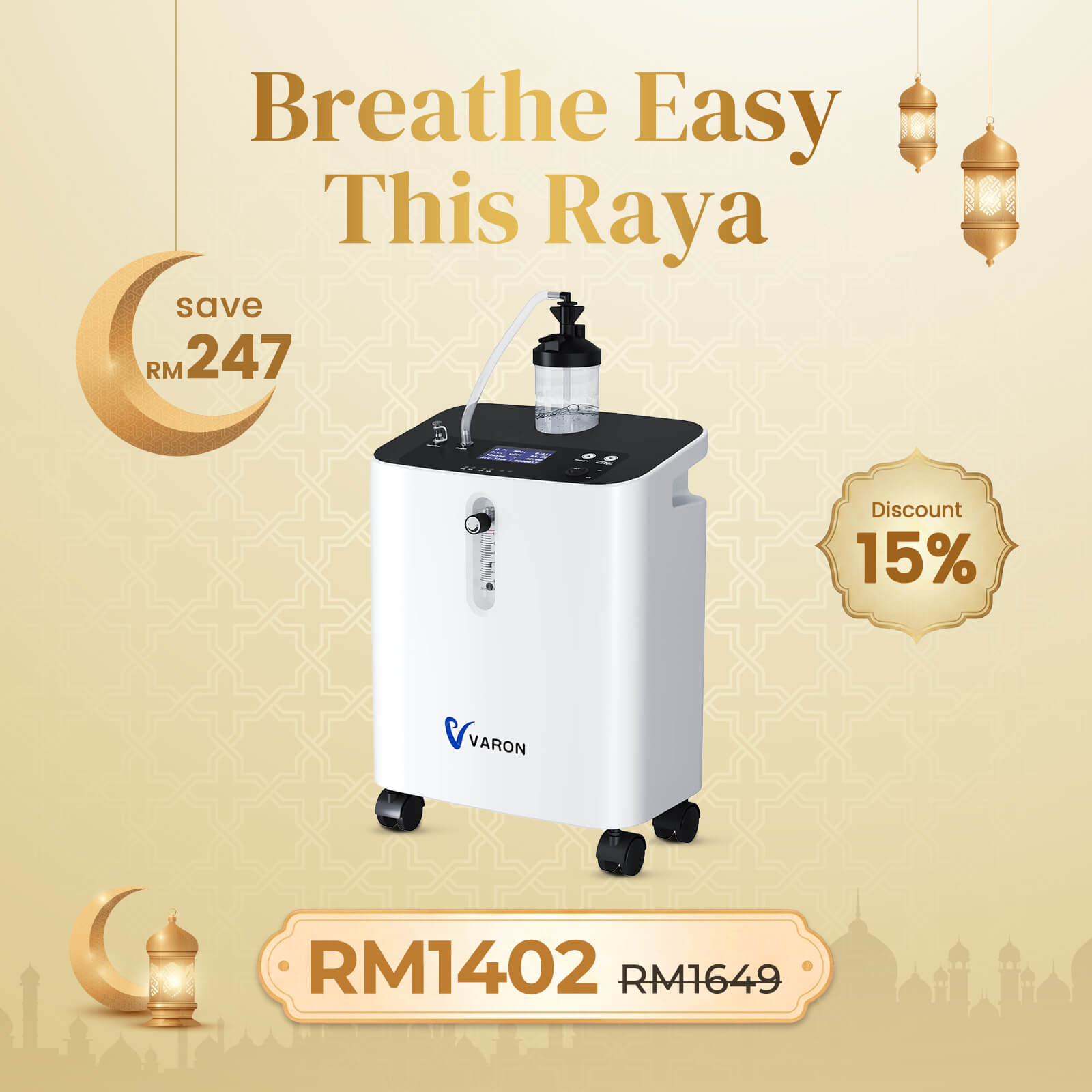 VARON  1-10L/Min Home Oxygen Concentrator Serene 3